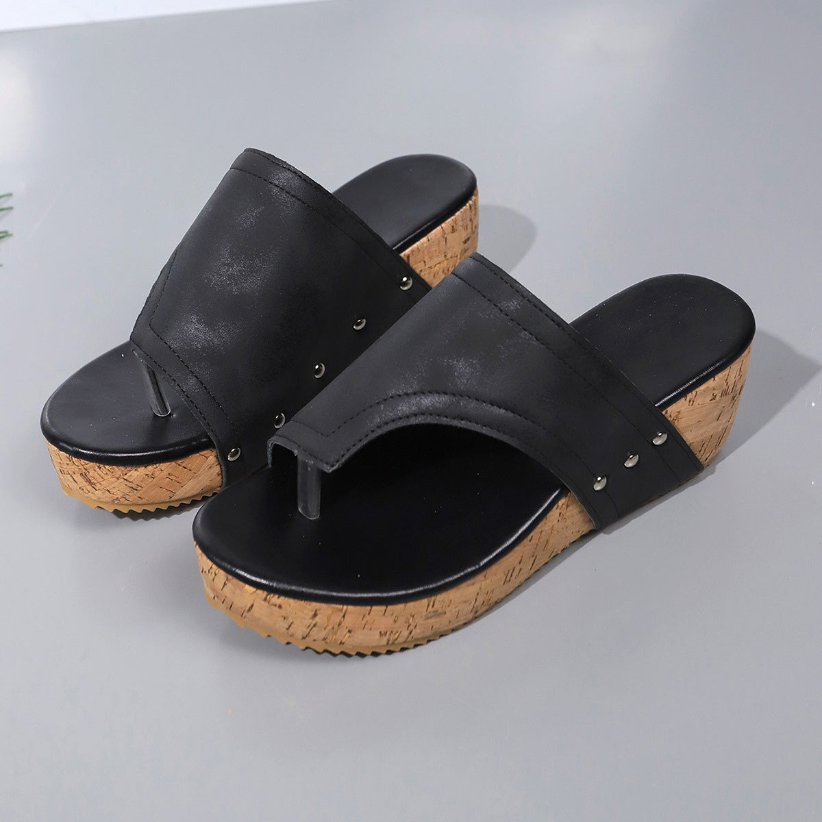 PU Leather Wedge Sandals