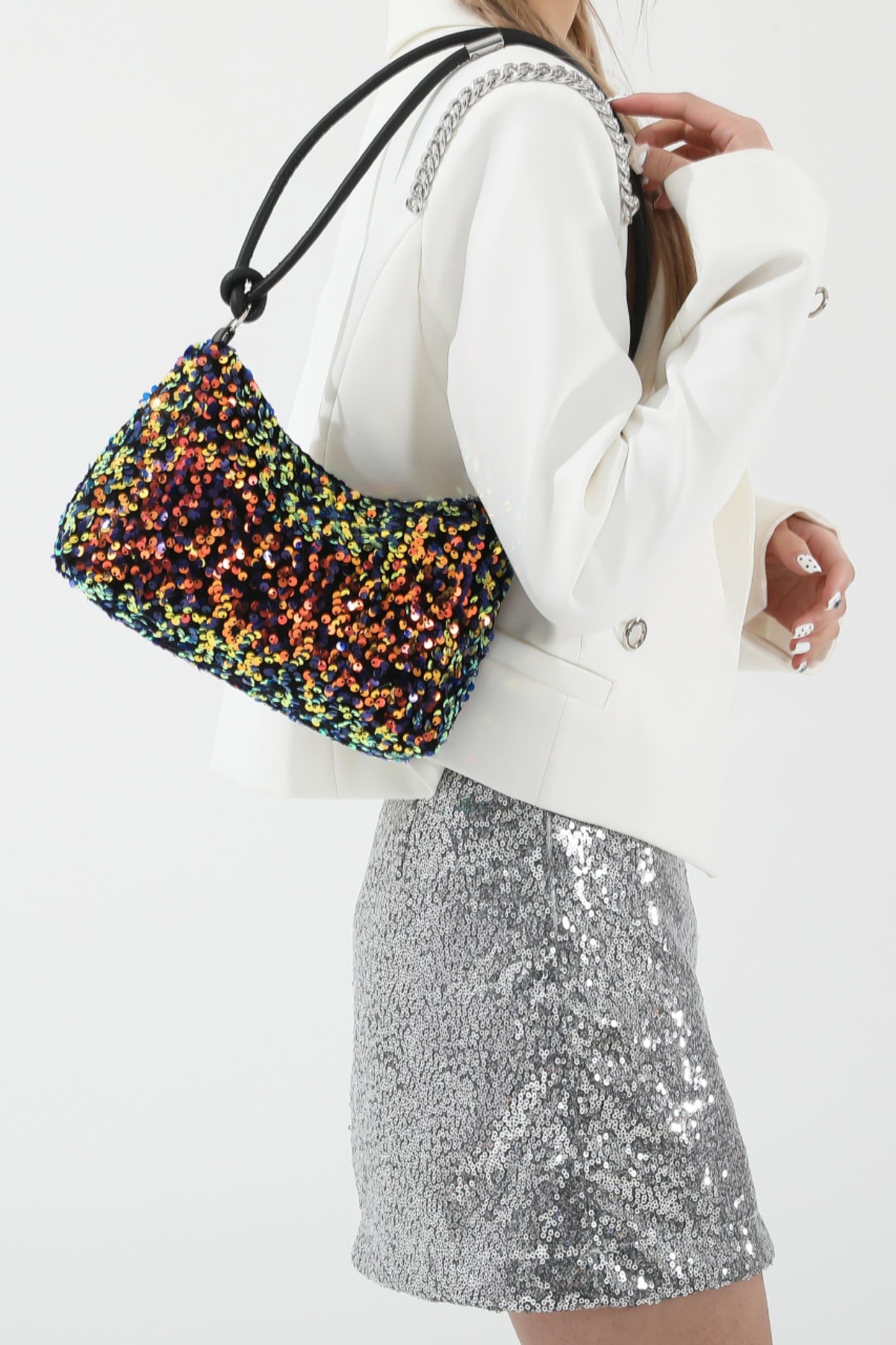 Sequin Double Strap Shoulder Bag