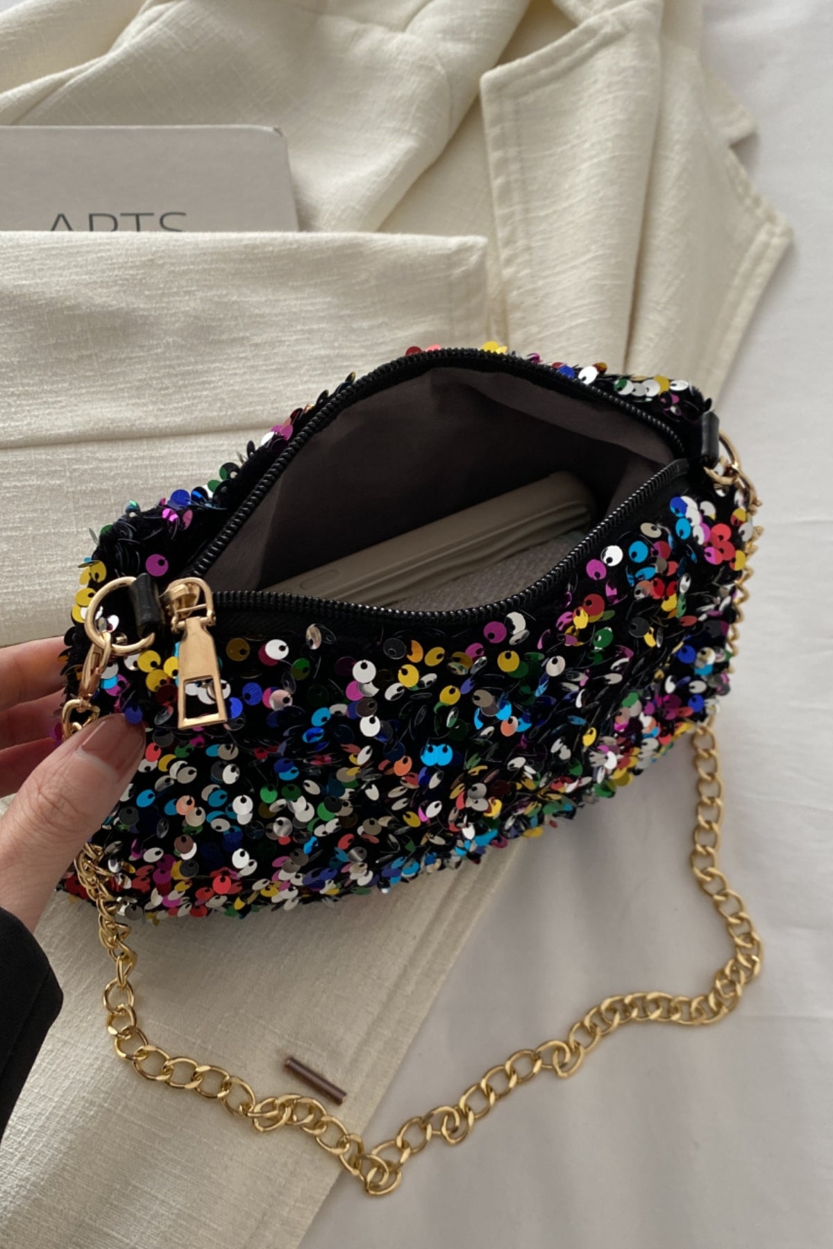 Sequin Removable Strap Shoulder Bag