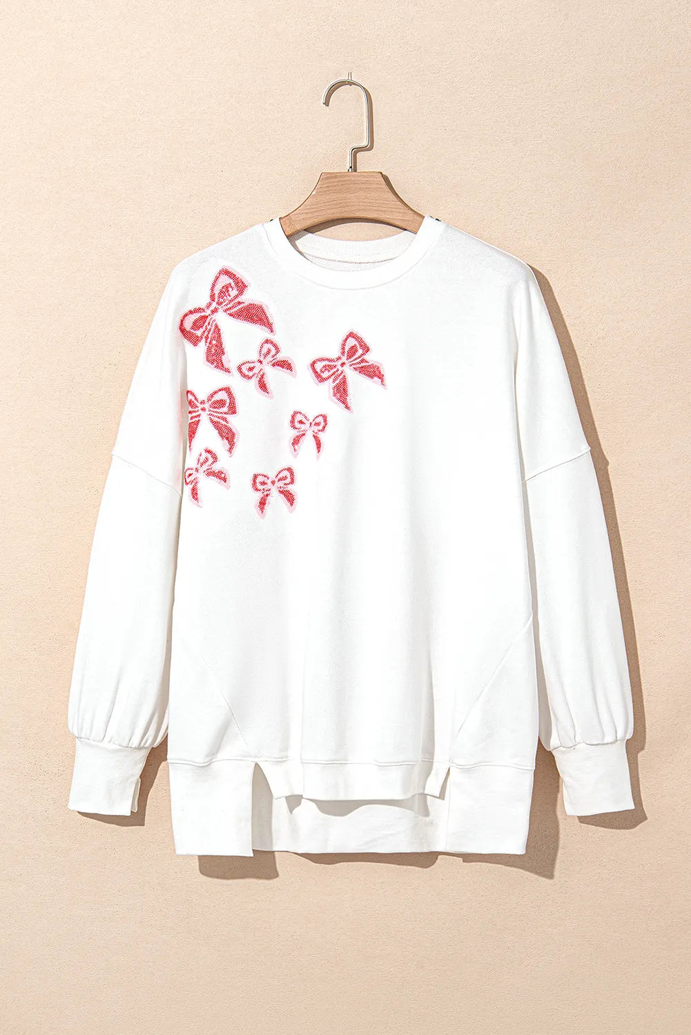 Bow Round Neck Long Sleeve Sweatshirt