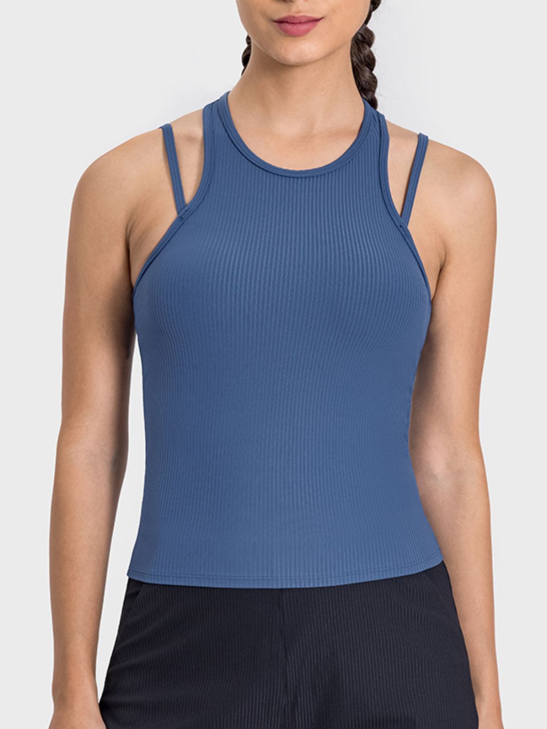 Millennia Cutout Round Neck Racerback Active Tank