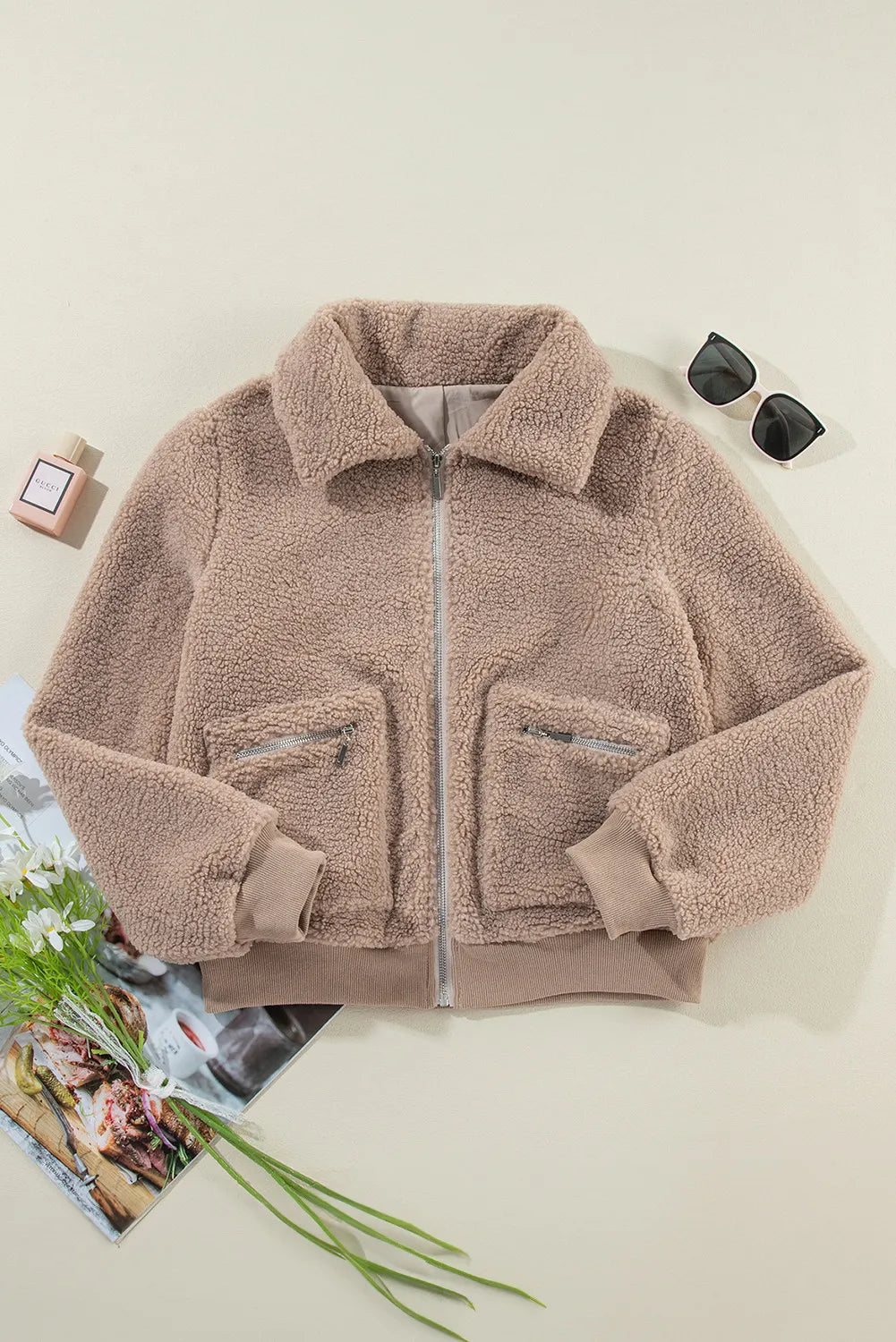 Zip Up Long Sleeve Plush Jacket