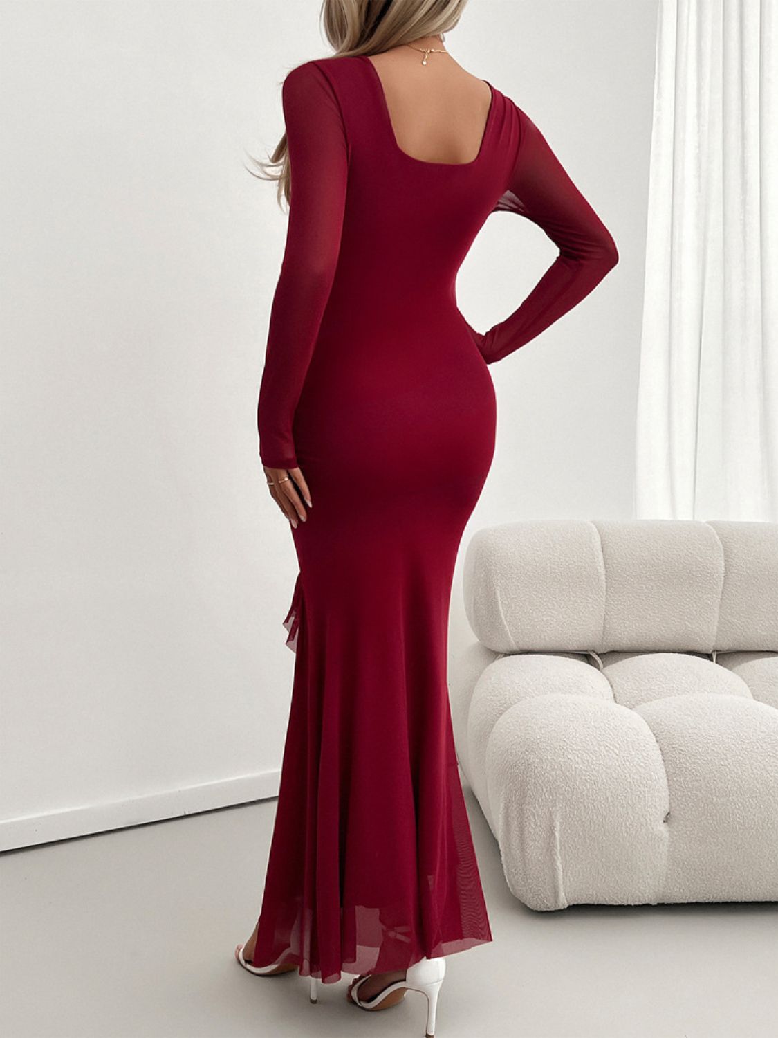 Devine Ruffled Surplice Long Sleeve Maxi Dress