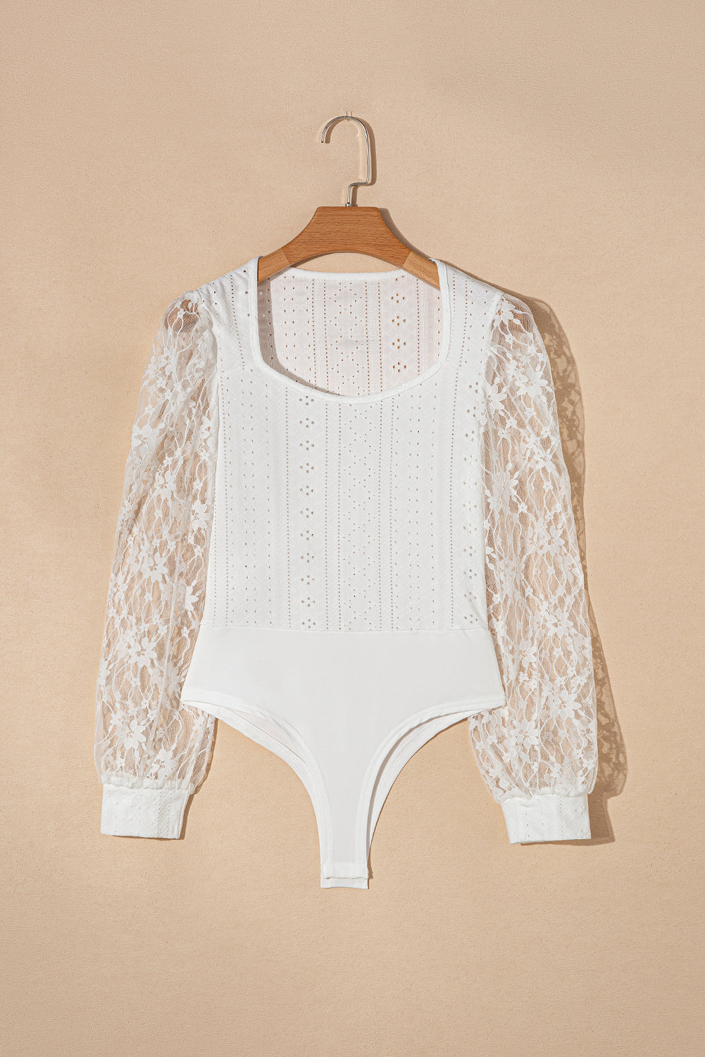 Eyelet Lace Long Sleeve Bodysuit