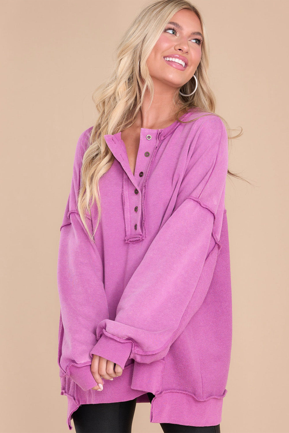 Exposed Seam Long Sleeve Sweatshirt