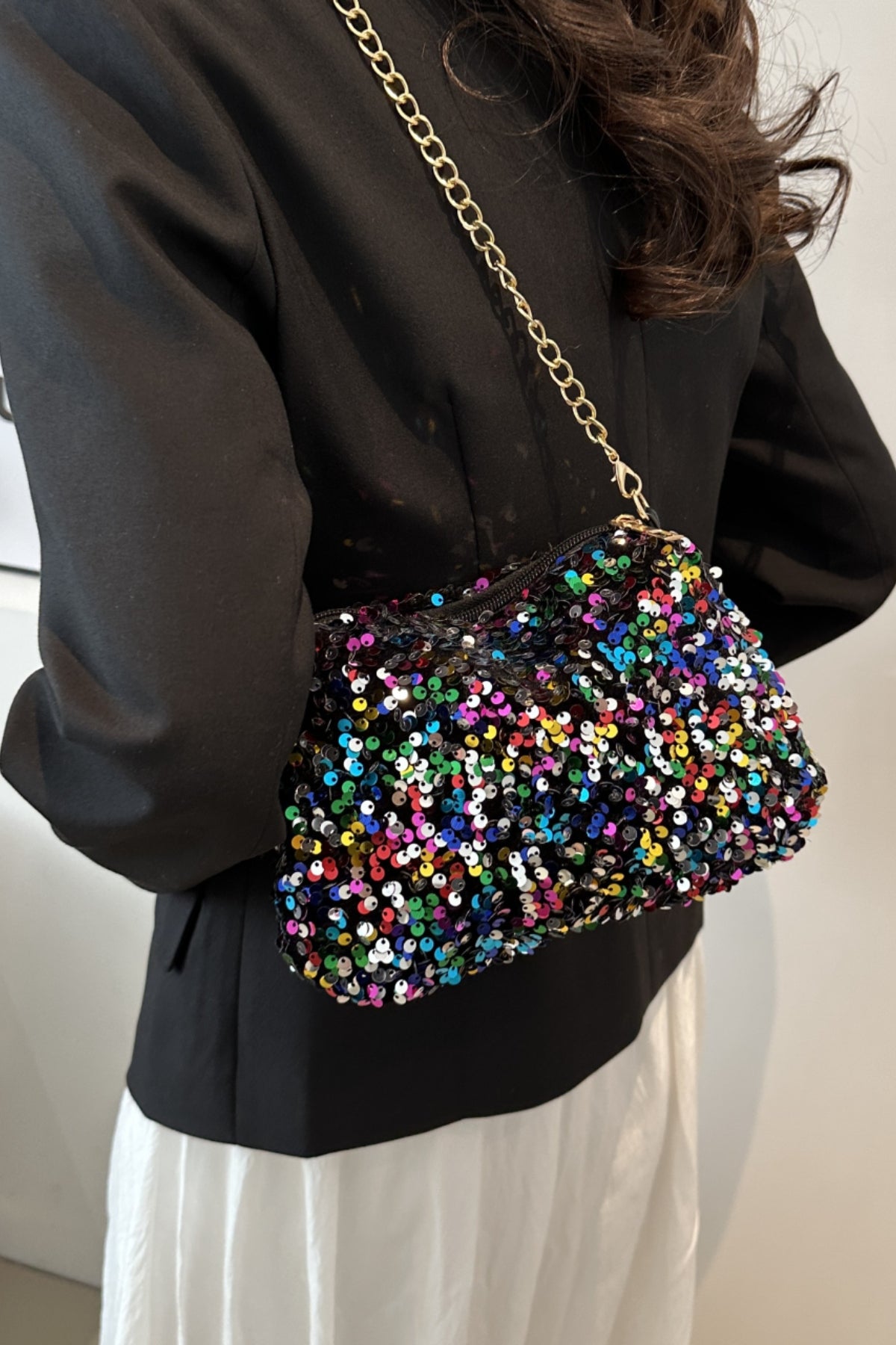 Sequin Removable Strap Shoulder Bag