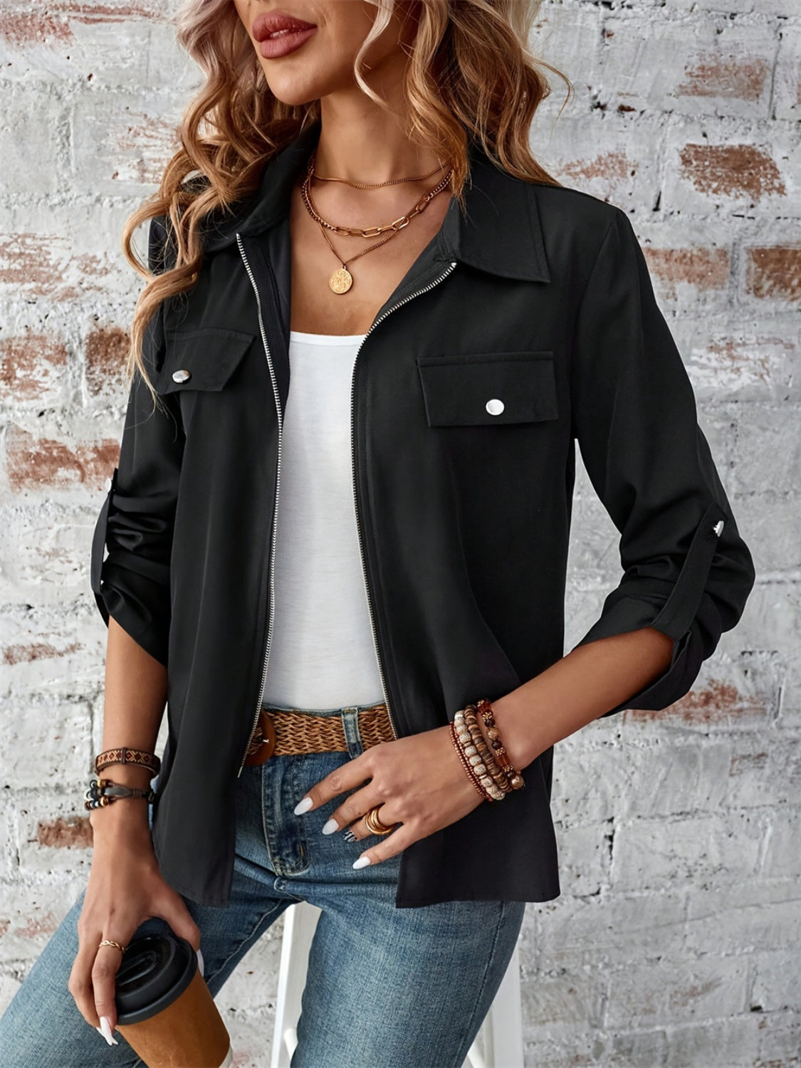 Zip Up Long Sleeve Jacket