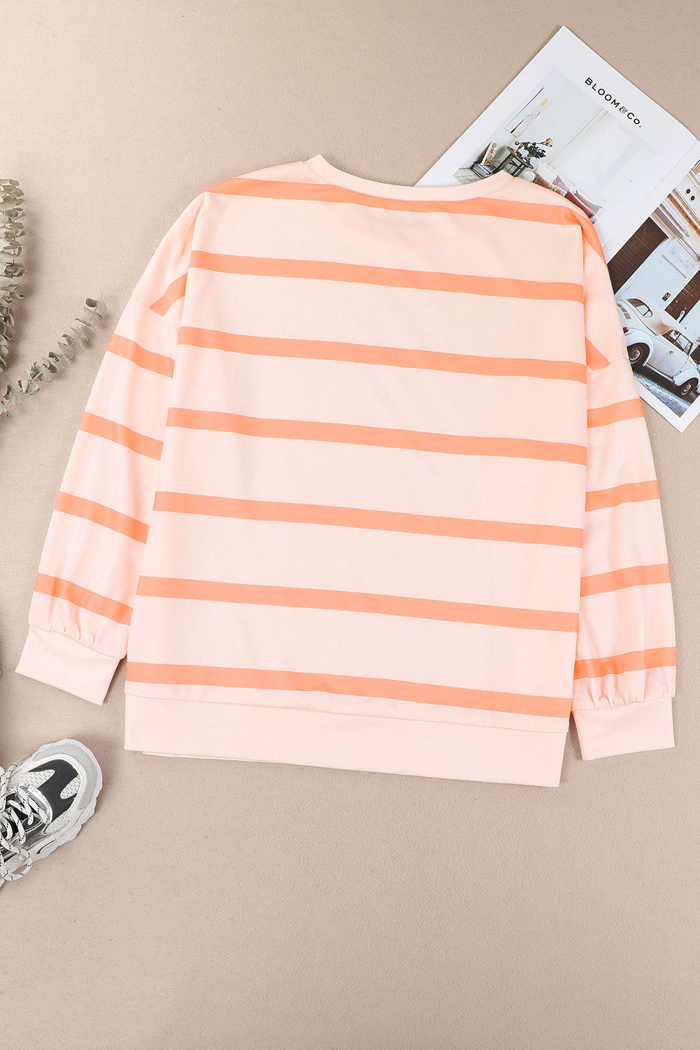 Striped Round Neck Long Sleeve Sweatshirt