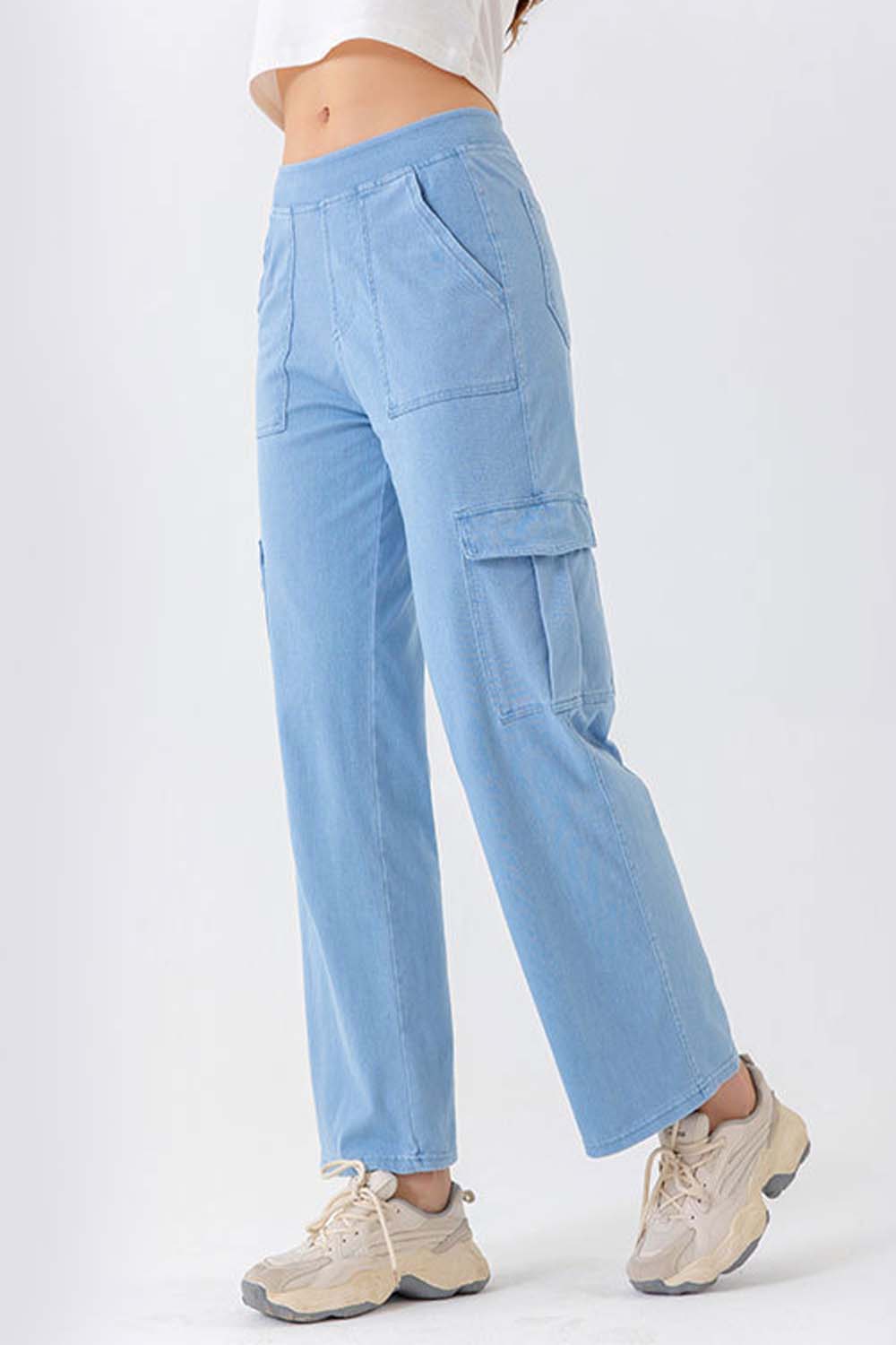 Buttoned Pocketed Long Jeans