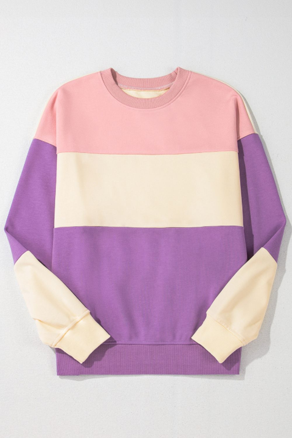 Contrast Round Neck Long Sleeve Sweatshirt